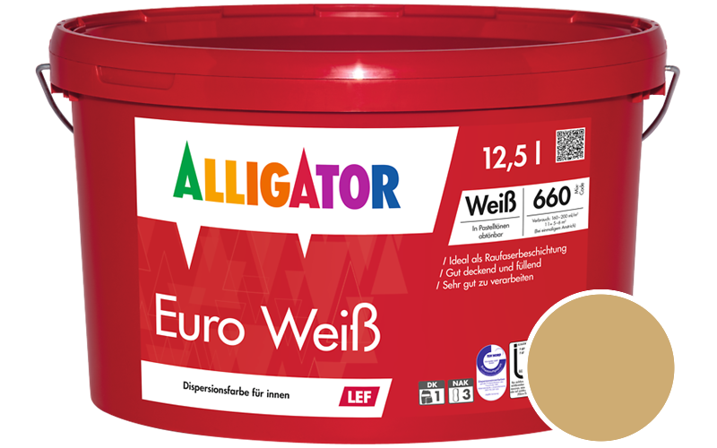 Alligator Euro Weiss 12,5L Innenfarbe / Getnt im Farbton RAL 1002 Sandgelb