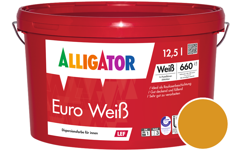 Alligator Euro Weiss 1,25L Innenfarbe / Getönt im Farbton RAL 1006 Maisgelb