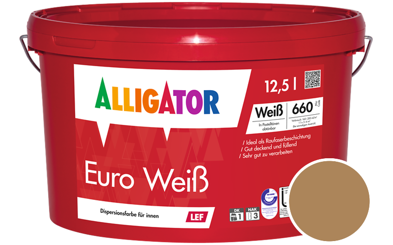 Alligator Euro Weiss 2,5L Innenfarbe / Getönt im Farbton RAL 1011 Braunbeige