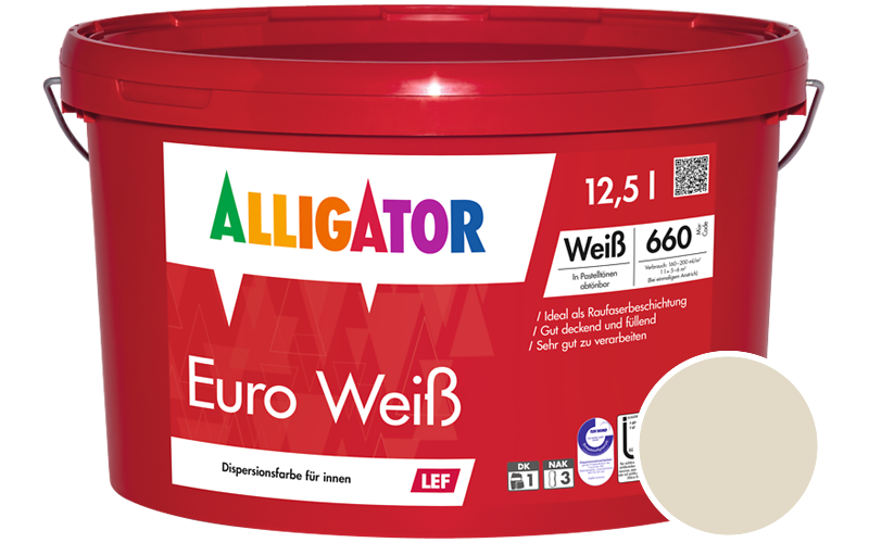 Alligator Euro Weiss 2,5L Getnt im Farbton RAL 1013 Perlweiss (ohne Perleffekt)