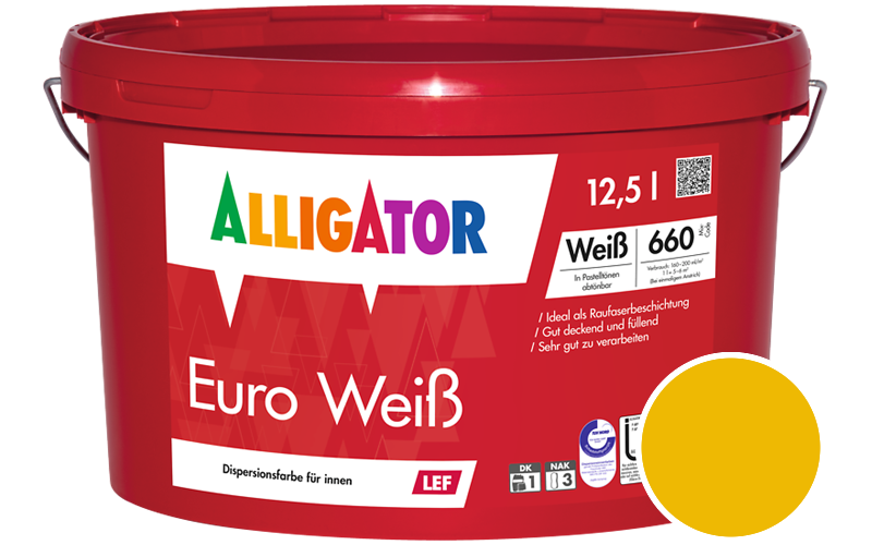 Alligator Euro Weiss 12,5L Innenfarbe / Getnt im Farbton RAL 1023 Verkehrsgelb