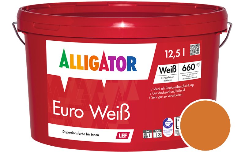 Alligator Euro Weiss 12,5L Innenfarbe / Getönt im Farbton RAL 2000 Gelborange