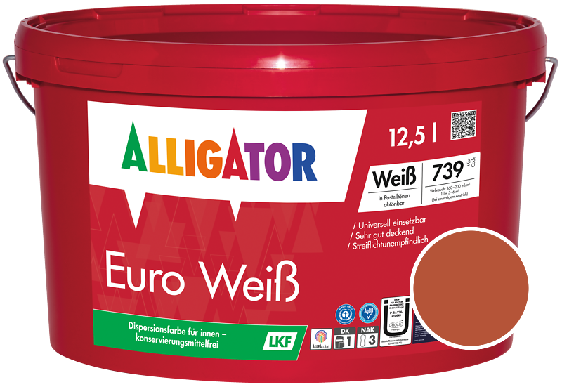 Alligator Euro Weiss 1,25L Innenfarbe / Getnt im Farbton RAL 2001 Rotorange