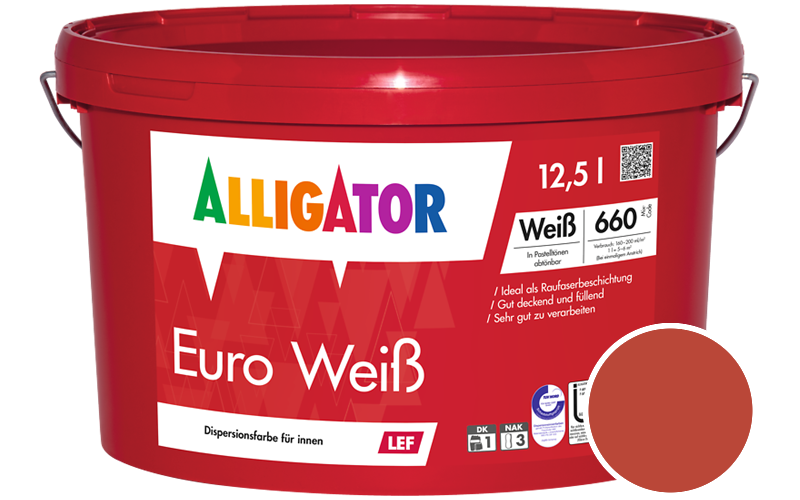 Alligator Euro Weiss 12,5L Innenfarbe / Getönt im Farbton RAL 2002 Blutorange
