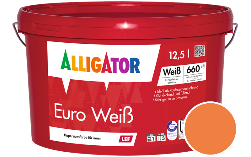 Alligator Euro Weiss 1,25L Innenfarbe / Getönt im Farbton RAL 2003 Pastellorange