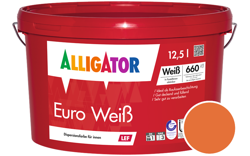 Alligator Euro Weiss 1,25L Innenfarbe / Getnt im Farbton RAL 2008 Hellrotorange