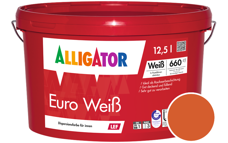 Alligator Euro Weiss 1,25L Innenfarbe / Getnt im Farbton RAL 2009 Verkehrsorange