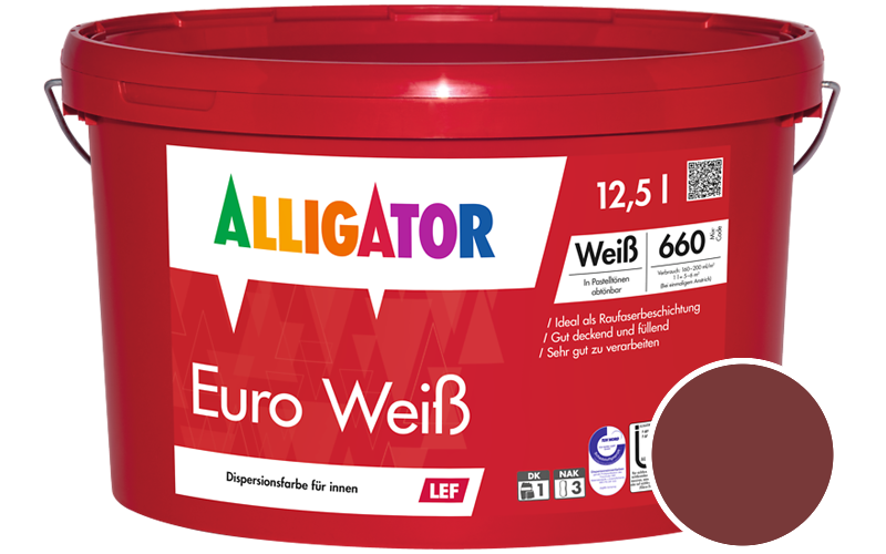 Alligator Euro Weiss 2,5L Innenfarbe / Getönt im Farbton RAL 3011 Braunrot
