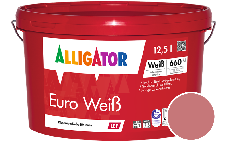 Alligator Euro Weiss 12,5L Innenfarbe / Getönt im Farbton RAL 3014 Altrosa