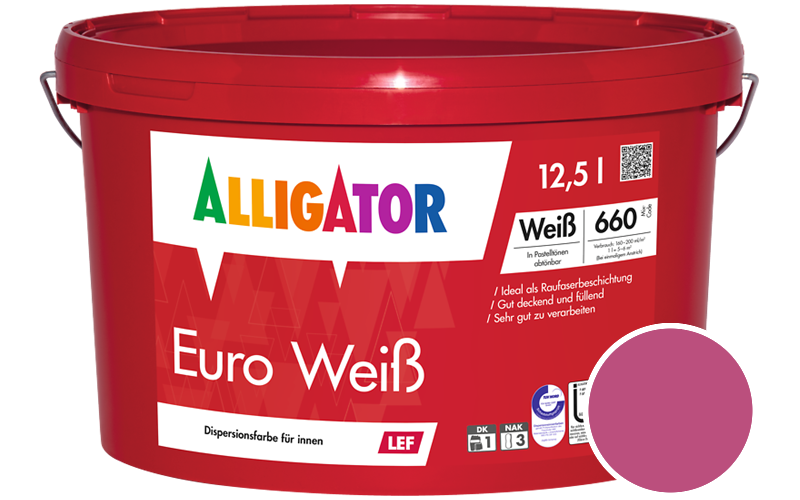 Alligator Euro Weiss 12,5L Innenfarbe / Getnt im Farbton RAL 4010 Telemagenta