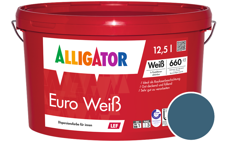 Alligator Euro Weiss 12,5L Innenfarbe / Getönt im Farbton RAL 5009 Azurblau