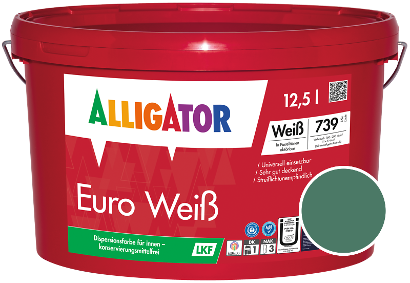 Alligator Euro Weiss 5L Innenfarbe / Get�nt im Farbton RAL 6000 Patinagr�n
