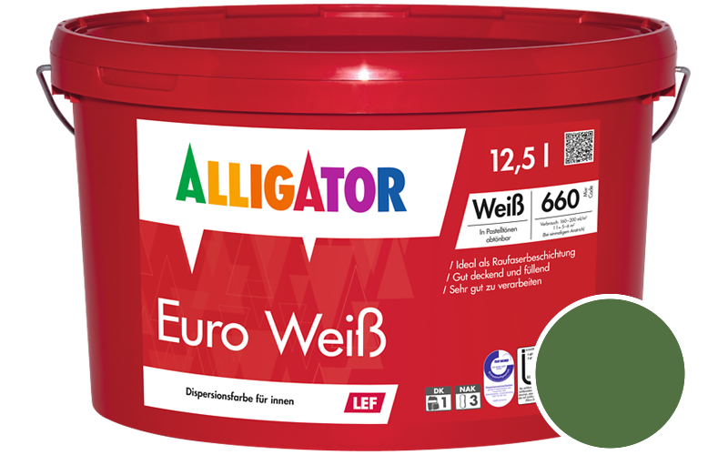 Alligator Euro Weiss 12,5L Innenfarbe / Getönt im Farbton RAL 6010 Grasgrün