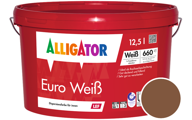Alligator Euro Weiss 2,5L Innenfarbe / Getnt im Farbton RAL 8003 Lehmbraun