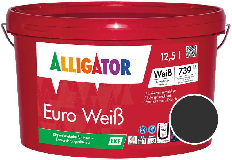 Alligator Euro Weiss 1,25L Innenfarbe / Get�nt im Farbton RAL 9005 Tiefschwarz