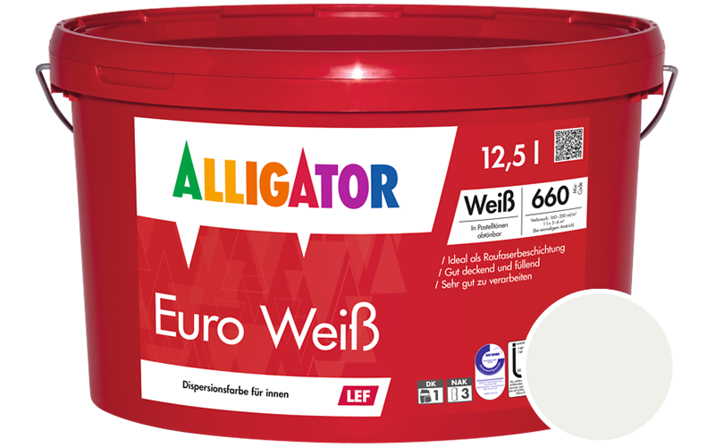 Alligator Euro Weiss 1,25L Innenfarbe / Getnt im Farbton RAL 9016 Verkehrsweiss