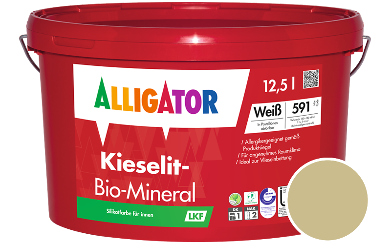 Alligator Kieselit-Bio-Mineral 1,25L Silikatfarbe / Getnt im Farbton RAL 1000 Grnbeige