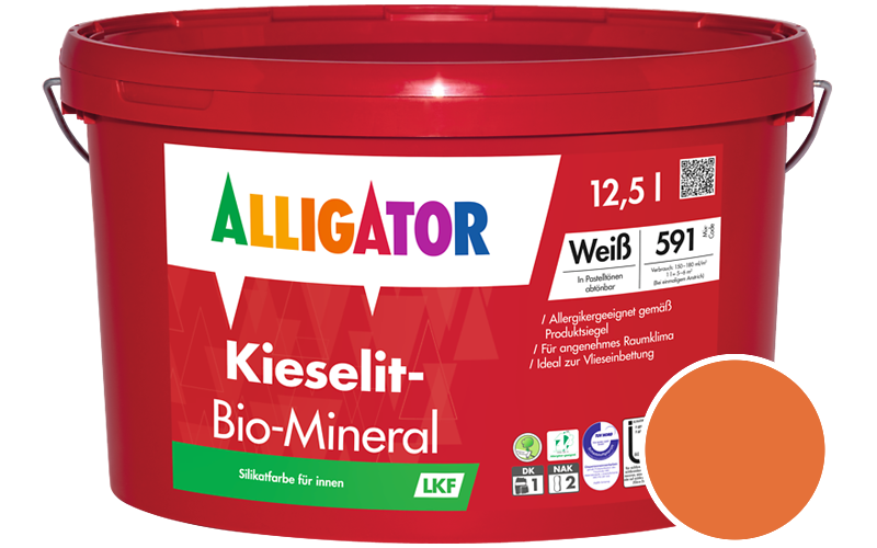 Alligator Kieselit-Bio-Mineral 1,25L Silikatfarbe / Getnt im Farbton RAL 2008 Hellrotorange