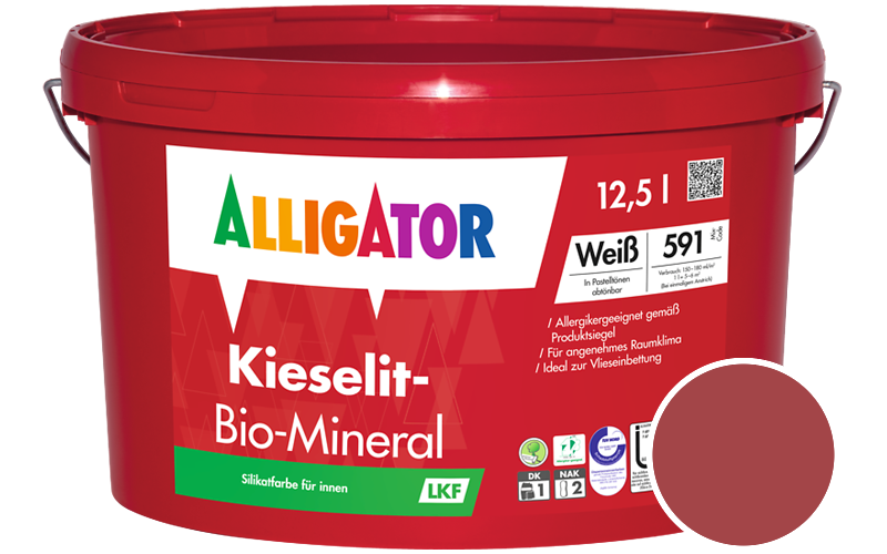 Alligator Kieselit-Bio-Mineral 12,5L Silikatfarbe / Getnt im Farbton RAL 3031 Orientrot