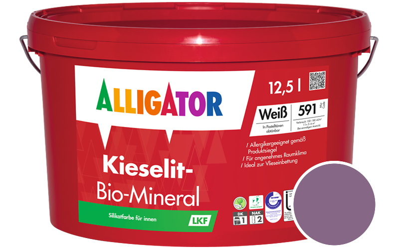 Alligator Kieselit-Bio-Mineral 12,5L Silikatfarbe / Getönt im Farbton RAL 4001 Rotlila
