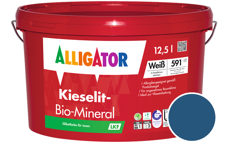 Alligator Kieselit-Bio-Mineral 5L Silikatfarbe / Getönt im Farbton RAL 5010 Enzianblau
