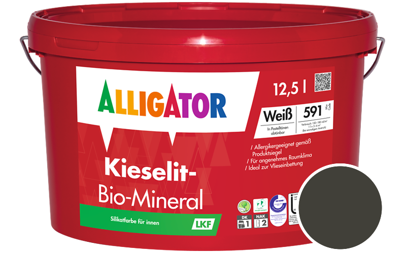 Alligator Kieselit-Bio-Mineral 1,25L Silikatfarbe / Getnt im Farbton RAL 6008 Braungrn
