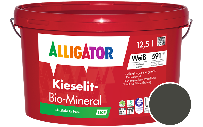 Alligator Kieselit-Bio-Mineral 5L Silikatfarbe / Getnt im Farbton RAL 6015 Schwarzoliv