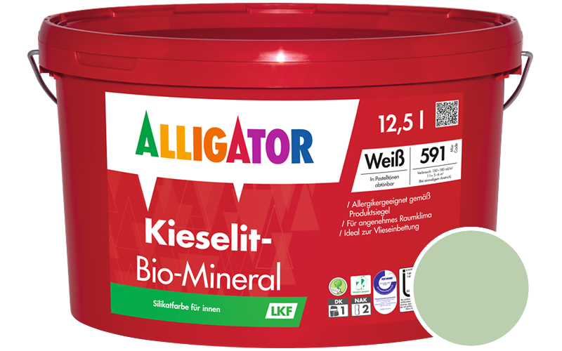 Alligator Kieselit-Bio-Mineral 1,25L Silikatfarbe / Getnt im Farbton RAL 6019 Weissgrn