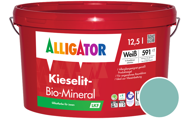 Alligator Kieselit-Bio-Mineral 1,25L Silikatfarbe / Getnt im Farbton RAL 6027 Lichtgrn