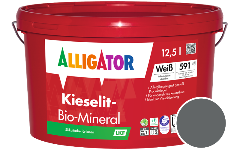 Alligator Kieselit-Bio-Mineral 1,25L Silikatfarbe / Getnt im Farbton RAL 7012 Basaltgrau