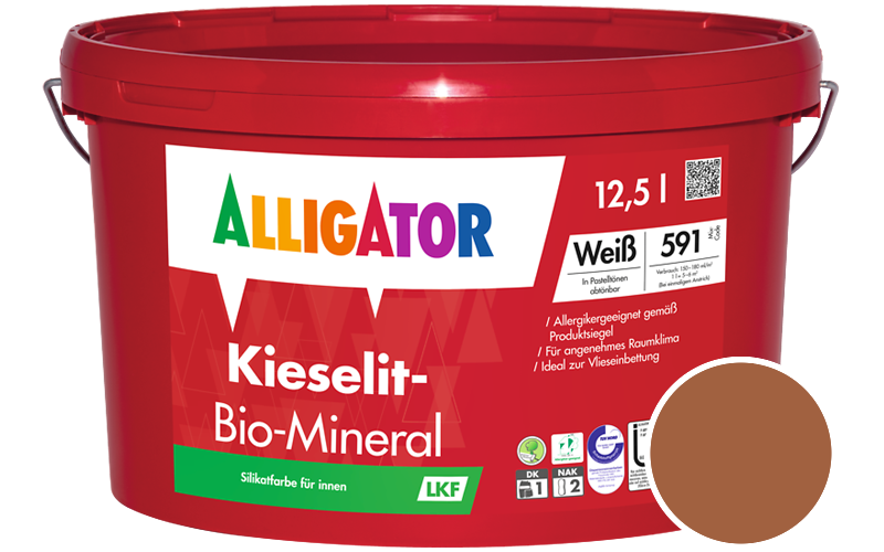Alligator Kieselit-Bio-Mineral 5L Silikatfarbe / Getnt im Farbton RAL 8023 Orangebraun