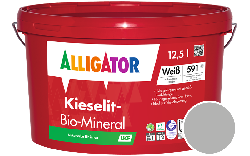 Alligator Kieselit-Bio-Mineral 1,25L Getönt im Farbton RAL 9006 Weissaluminium (ohne Metallic-Effekt)