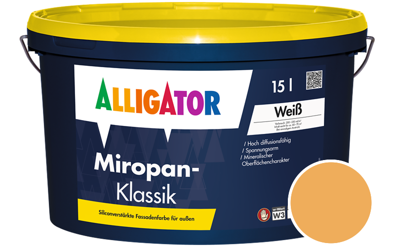 Alligator Miropan-Klassik 1,25L Fassadenfarbe / Getnt im Farbton RAL 1017 Safrangelb