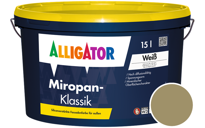 Alligator Miropan-Klassik 1,25L Fassadenfarbe / Getnt im Farbton RAL 1020 Olivgelb
