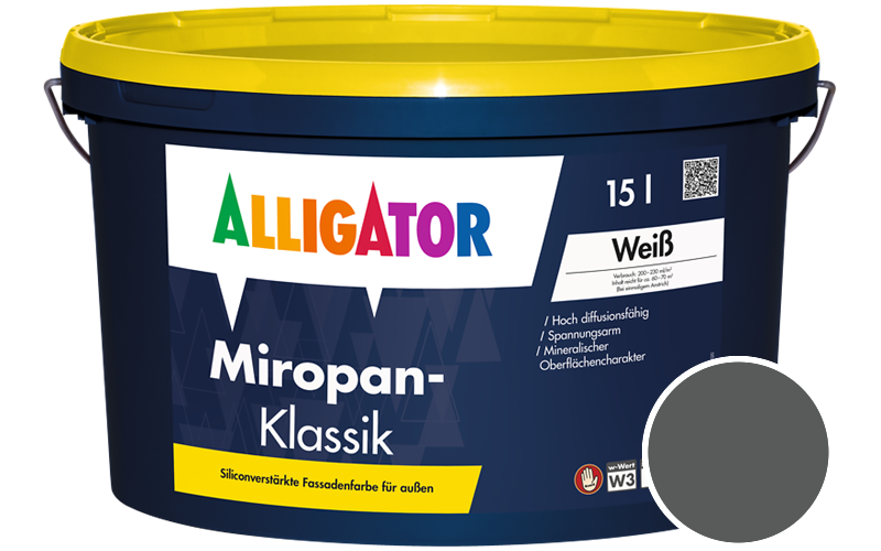 Alligator Miropan-Klassik 12,5L Fassadenfarbe / Getnt im Farbton RAL 7043 Verkehrsgrau B