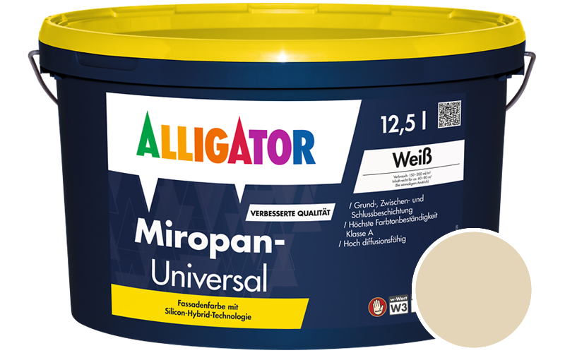 Alligator Miropan-Universal 5L Fassadenfarbe / Getnt im Farbton RAL 1015 Hellelfenbein