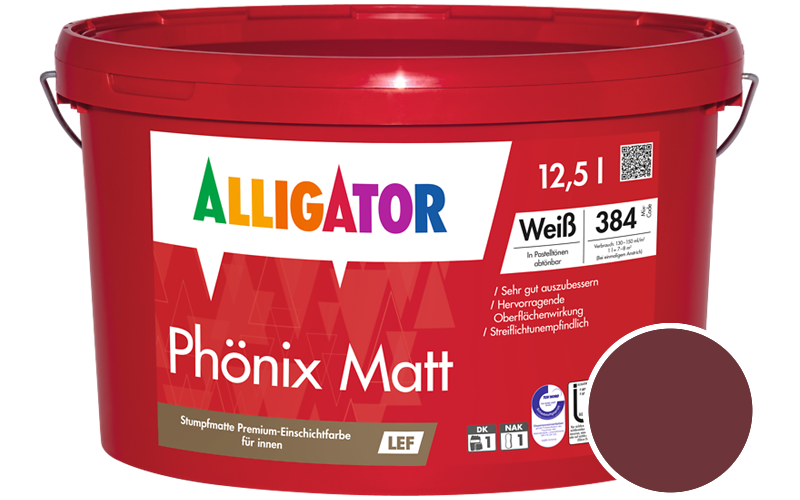 Alligator Phnix Matt 12,5L Innenfarbe / Getnt im Farbton RAL 3004 Purpurrot