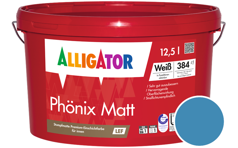 Alligator Phnix Matt 12,5L Innenfarbe / Getnt im Farbton RAL 5012 Lichtblau