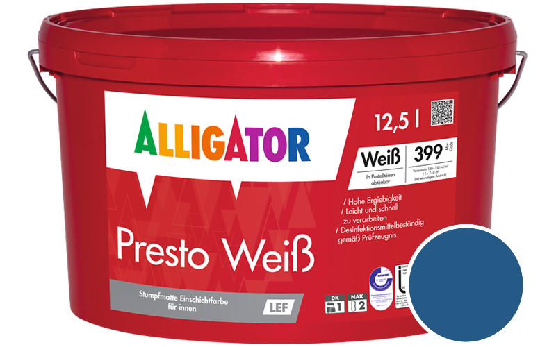Alligator Presto Weiss 5L Innenfarbe / Getnt im Farbton RAL 5005 Signalblau