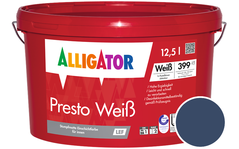 Alligator Presto Weiss 1,25L Getnt im Farbton RAL 5026 Perlnachtblau (ohne Perleffekt)