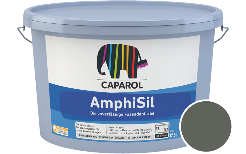Caparol AmphiSil 2,5L Fassadenfarbe / Getnt im Farbton RAL 7009 Grngrau