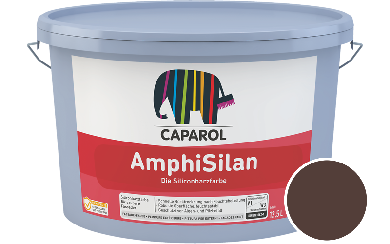 Caparol AmphiSilan 7,5L Fassadenfarbe / Getnt im Farbton RAL 8016 Mahagonibraun