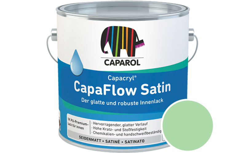 Caparol Capacryl CapaFlow Satin 2,5L Acryl-Lack / Getnt im Farbton Agave 105