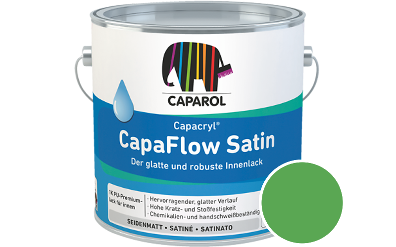 Caparol Capacryl CapaFlow Satin 2,5L Acryl-Lack / Getnt im Farbton Agave 125