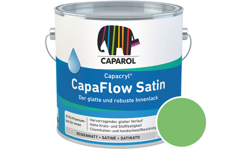 Caparol Capacryl CapaFlow Satin 2,5L Acryl-Lack / Getnt im Farbton Agave 135