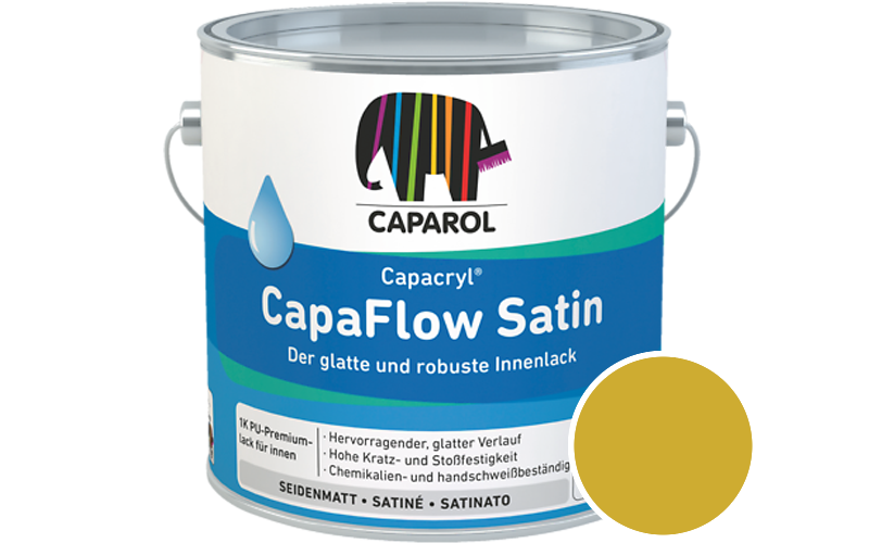 Caparol Capacryl CapaFlow Satin 2,5L Acryl-Lack / Getnt im Farbton Curry 125