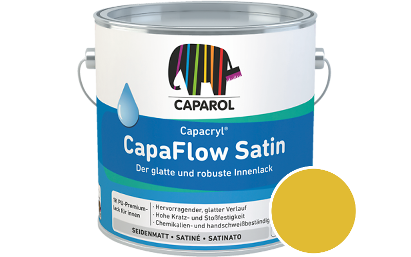 Caparol Capacryl CapaFlow Satin 2,5L Acryl-Lack / Getnt im Farbton Curry 130