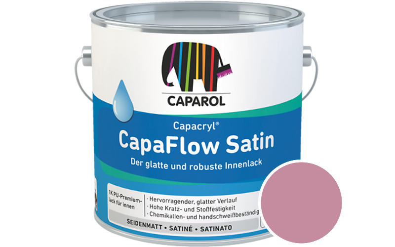 Caparol Capacryl CapaFlow Satin 750ml Acryl-Lack / Getnt im Farbton Flamenco 140