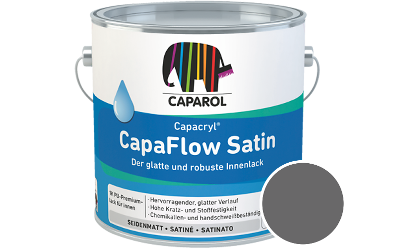 Caparol Capacryl CapaFlow Satin 2,5L Acryl-Lack / Getnt im Farbton Grau 35