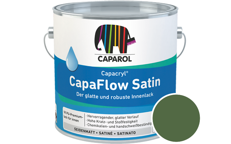 Caparol Capacryl CapaFlow Satin 2,5L Acryl-Lack / Getnt im Farbton Grn Asi/syf